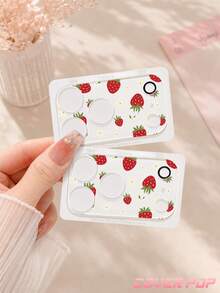 1pc Strawberry Pattern Lens Protector, Compatible With Phone 17 Pro/17 Pro Max, Cute & Exquisite Lens Decoration, Enhances Phone Overall Texture, More Atmosphere For Casual Photography, Tempered Glass High Definition Full Coverage, Scratch-Resistant & Wear-Resistant, Compatible With Phone Cases, Fashionable Small Gift For Girlfriend/Best Friend - Clear - View 8
