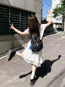 女款波點休閒百搭日常穿著裙 白色 - 白色 - 查看 5