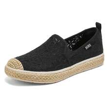 Skechers Lace Breathable Slip-On Loafers Soft Memory Foam Women's Casual Flat Shoes For Commuting And Walking - Black - View 5