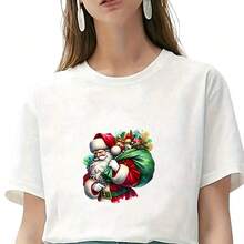 1pc/2pcs/3pcs Santa Claus With Large Gift Box Dreamy Holiday. Polyurethane Heat Transfer Stickers, Suitable For T-Shirts, Sweatshirts, Pillows, Backpacks And Handbags, Ideal Holiday Gift, Holiday Gift|Holiday Design|Durable Print - Multicolor - View 6