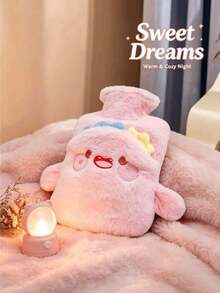 1pc 1000ml Neutral Cartoon Flocked Hot Water Bottle, Random Inner Color, Large Capacity, Refillable, Explosion-Proof & Leak-Proof, Detachable, Hand Warmer, Suitable For Winter Outdoor Camping, Travel, Home, Office, School, Dorm, Daily Use - Hot Water Bottle - View 16