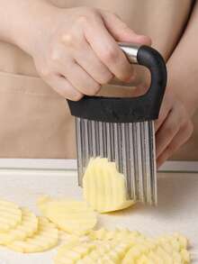 1pc Stainless Steel Wavy Potato Slicer, Vegetable & Fruit Slicer (Suitable For Salad, French Fries, Cucumber, Carrot, Etc.), Fancy Fruit & Vegetable Slicer, Salad Making Kitchen Tool, Creative Vegetable & Fruit Shaper - View 11