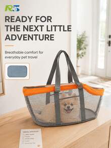 RUSHICHONGWU RU SHI CHONG WU Portable Mesh Pet Carrier Bag With Cooling Pad, Breathable Soft Edge Pet Travel Tote, Suitable For Small Dogs And Cats, Outdoor Walking, Shopping, Vet Visits - Multicolor - View 4