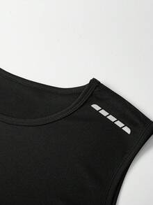 3pcs Men's Mesh Fabric Solid Color Sleeveless Sports Tank Top, Casual Fitness Running Vest Black Summer - Black - View 4