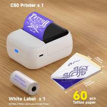 ORICO Mini Wireless Tattoo Template Printer, A Compact Thermal Tattoo Printer Designed For Small Tattoos, Suitable For Tattoo Artists And Beginners. It Can Be Used To Print Tattoos And Labels, And Includes 10/60/110 Sheets Of Tattoo Transfer Paper. - Black and White - View 14
