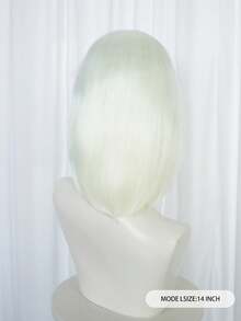 Glow In The Dark Short Bob Wig With Straight Bangs, Fluorescent Green Synthetic Straight Hair Wig, Luminous Wig Under Black Light For Halloween Nightclub Themed Party Cosplay Photo Styling - Multicolor - View 4