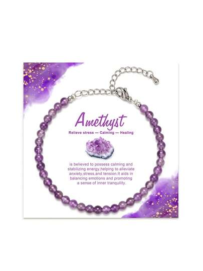 1PC Boho Handmade Natural Gemstone Stainless Steel Bracelet Healing Crystal Round Stone Beads Jewelry Gifts For Women