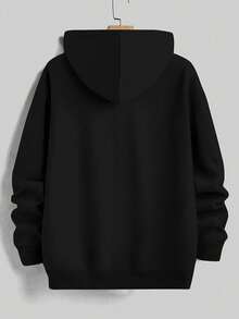Women Inspirational You Matter Letter & Heart Print Drawstring Pullover Hoodie, Casual Loose Cozy Autumn Fashion Women's Long Sleeve Top Black Top - Black - View 2