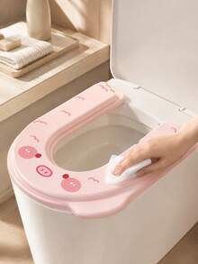 1pc Thickened Waterproof EVA Toilet Seat Cushion, Soft & Warm All Seasons, Anti-Pinch Design, Universal Bathroom Toilet Lid, With Handle, Easy To Remove And Wash, Cute Style, Suitable For Women - Multicolor - View 9