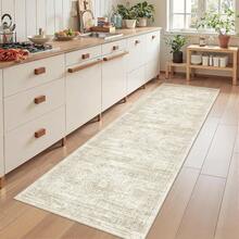 Alfombra de pasillo antideslizante para dormitorio, alfombra lavable con reverso de goma - Alfombra suave de pelo corto para cocina, lavandería, baño (61 x 244 cm, beige/marfil) - Albaricoque - Ver 4