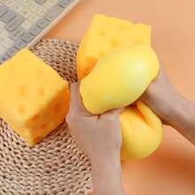 1pc Extra Large Square Cheese Squeeze Toy, Soft Slow Rebound Stress Relief Squishy, Needdoh - Multicolor - View 4