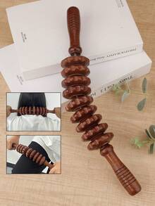 Wooden Massage Roller Tool, Manual Massage Roller Stick For Body Shaping, Lymphatic Detox, Cellulite Reduction, And Muscle Massage For Waist, Thighs And Abdomen, Suitable For School, Back To School, Travel And More - Coffee - View 1