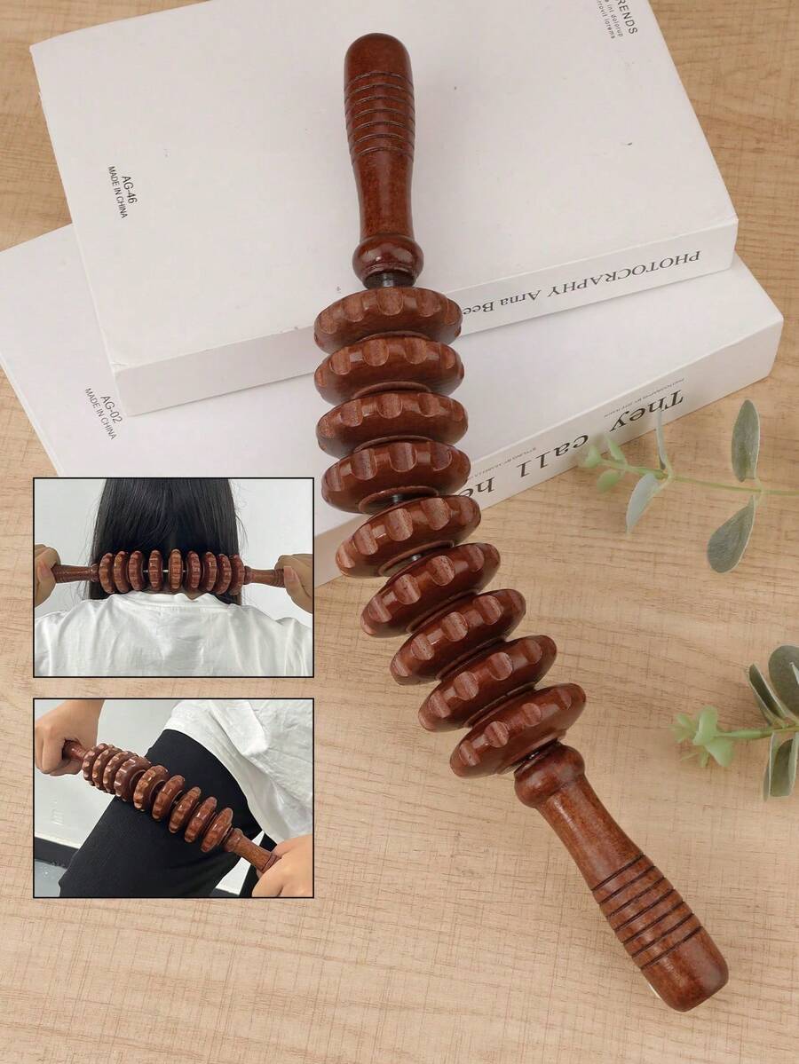 Wooden Massage Roller Tool, Manual Massage Roller Stick For Body Shaping, Lymphatic Detox, Cellulite Reduction, And Muscle Massage For Waist, Thighs And Abdomen, Suitable For School, Back To School, Travel And More - Coffee - View 1