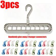 9-Hole Hanger Set With Hanger Connectors | Non-Slip Space-Saving Closet Organizer, Suitable For Shirts, Pants, Etc., Multi-Functional Storage Rack, Suitable For Home Or Dorm Use, Clothing Organization, Plastic Material - Multicolor - View 7