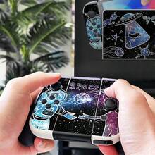 Astronaut Nebula Graffiti Stickers For Switch OLED Game Console Full Set Vinyl Skin Waterproof Scratch-Resistant Removable No Residue - View 2