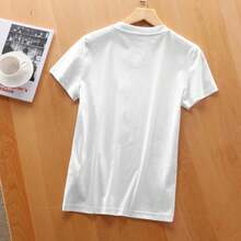 Chic Vintage Luxury Retro Noble Floral Interlock Unisex Unisex Tee Stylish Commute Daily Shirt - 白色 - 查看 2