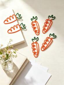 30/10pcs Two Tone Baked Paint Carrot Paper Clip Metal Personalized Clip Bookmark Receipt Office Stationery Paper Clip High Aesthetic Value - Multicolor - View 1