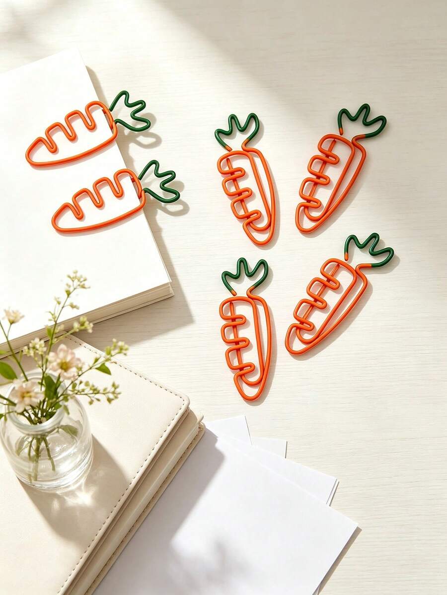30/10pcs Two Tone Baked Paint Carrot Paper Clip Metal Personalized Clip Bookmark Receipt Office Stationery Paper Clip High Aesthetic Value - Multicolor - View 1