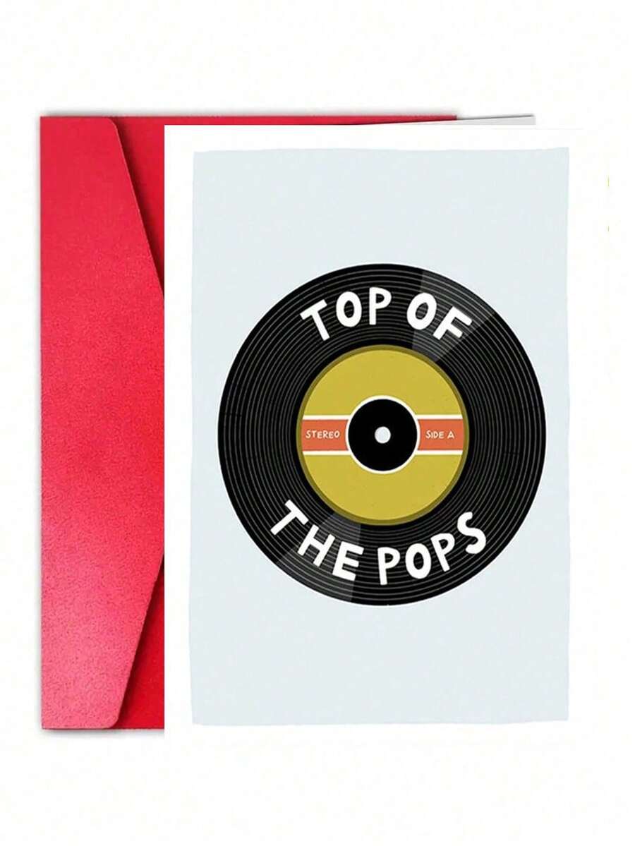 Vinyl Record Shaped Pop Music Style Birthday Card, Lively Music Theme, Suitable For Music Lovers, Birthday Gift Or Daily Greeting Card For Friends, Family, Elders, Close Girlfriend, Partner And Teacher - Multicolor - View 1