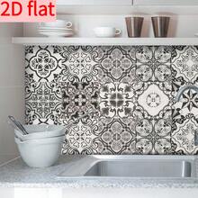 10PCS Retro Black And White Floral Self-Adhesive Tiles, Featuring European Geometric Pattern Design, Made Of Waterproof And Moisture-Resistant PVC Material. Suitable For Use In Bathrooms, Showers, And Kitchen Countertops/Wall Renovations. - CZT7074 - View 9