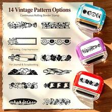Self-Inking Roller Frame Stamp, Continuous Rolling Decorative Stamp, Vintage Pattern Stamp, Suitable For Diary, Scrapbooking, DIY Crafts - Planner Roller Series - View 1