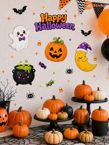 SUPSTICKER 1 Buah Stiker Dinding & Jendela Halloween, Desain Trick-Or-Treat yang Lucu dan Menyeramkan, Stiker PVC Perekat Mandiri yang Dapat Dilepas untuk Dekorasi Pesta Rumah, 3 Gaya - MultiWarna - View 9