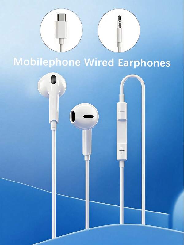 Type-C Wired Earphones, 3.5mm Round Plug, Audio Earphones, Electronic Call And Music Bass Stereo In-Ear Headphones, Suitable For/PC Wireless Earphones, Compatible With Ipad/Computer