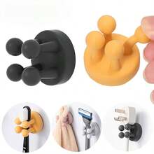 2PCS No-Drill Traceless Silicone Multi-Claw Hooks, Self-Adhesive Wall Mount Storage Clips, Bathroom Hanging Toothbrush, Razor, Towel, Plug, Home Multi-Function Silicone Adhesive Hooks - Multicolor - View 1