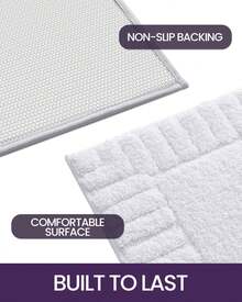 DEXI Tapete para Baño 40 x 60 cm, Alfombra de Baño Antiderrapante, Tapetes de Baño Supersuave y Absorbente, Lavable a Máquina, Blanco - Caqui - Ver 7