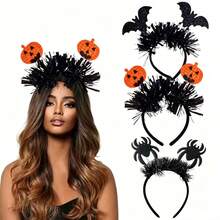1 Pack Halloween Tinsel Headband Pumpkin Bat Spider Party Costume Headwear Funny Hair Hoop - Multicolor - View 2
