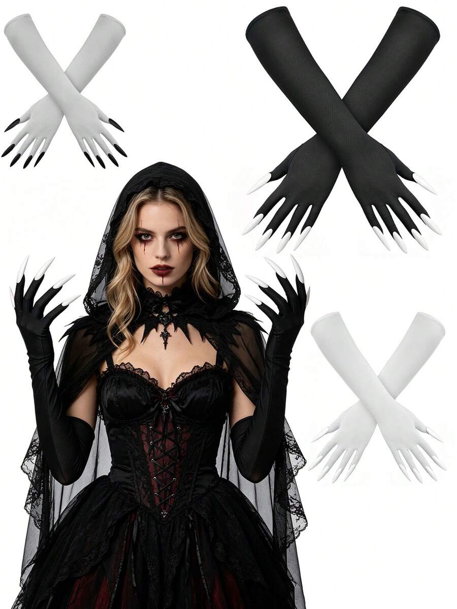 1Pair D EXCEED Halloween Cosplay Costume Accessory Claw Gloves For Unisex Witch Demon Cosplay Performance Masquerade Bachelorette Halloween Photo Shot