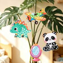 Kids 2-In-1 Mosaic Sticker Coloring Craft Set, Animal Transportation Dinosaur Princess Theme Painting Stickers, Cartoon Sticker Painting Double-Sided Art Set Toy Gift - Multicolor - View 5