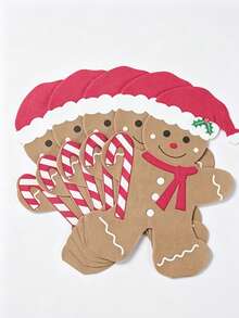 20pcs Gingerbread Man-Shaped Napkins-Disposable Paper Table Decorations For Christmas. Suitable For Holiday Parties And Christmas Table Settings; Durable, Lightweight, And The Perfect Christmas Party Essential. - Multicolor - View 8