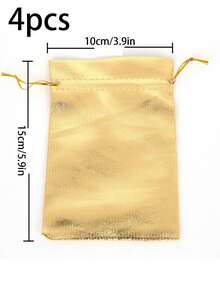 8pcs Gold Drawstring Pouches, Suitable For Jewelry, Christmas Party Favors, Theme Party, Storage Bags, Desktop Decor - Multicolor - View 3