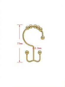 12pcs Metal Gold Shower Curtain Hooks, Double Hook Design, Bathroom Curtain Rings, Autumn Decor, Bathroom Decoration, Mountain Shape Design, Multi-Functional Home Metal Shower Curtain Hooks - Multicolor - View 7