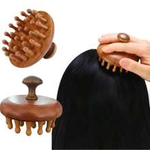 1pc/2pcs Multi-Function Wooden Therapy Massage Comb, Scalp Head Massager, Natural Sandalwood Round Tooth Gua Sha Body Massager - View 2