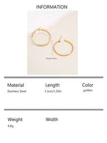 1 Pair Daily Commute Versatile Fine Texture Large Hoop Earrings Women Round Plain Hoop Ear Cuffs - One Size - View 7