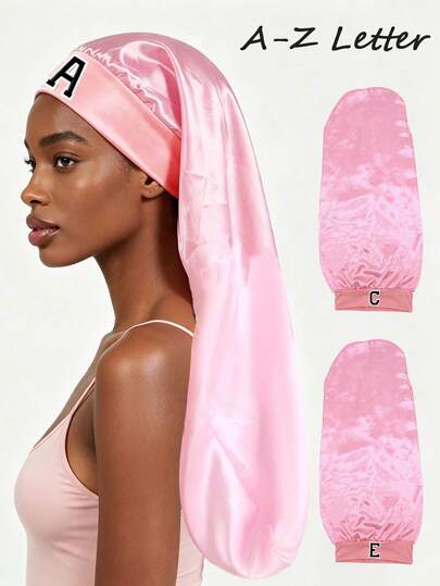 1PC Unisex Printing Extended Long Hair Bonnet,Soft Satin Brimmed Hair Bonnet With Elastic Band,For Hair Protection,Make Up Washing Face Daily Use