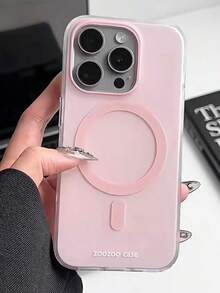 Compatible With Apple 17 Pro Max Phone Case 16 Solid Color Macaron Magnetic 13 Minimalist Niche 12 Ins New Style 14 Influencer Couple 12 Pro Wireless Charging 15 Super Popular Phone Cover - Pink - View 5