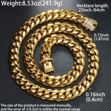 Thick Hip-Hop Fashion Street Style Thick Gold Cuban Chain Inlaid With Zirconia Necklace, Suitable Both Men Women, Suitable Daily Party Street Dance Wear - Gold - View 7
