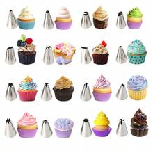 16pcs Stainless Steel Piping Tips, Multi-Size Decorating Nozzles, Professional Tools For Cake And Dessert Decoration, Reusable And Easy To Clean, Cream Flowers, Frosting Cookies, Cookies, Macarons, Meringue Making - View 9
