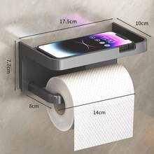 Giá treo giấy vệ sinh không cần khoan, kệ hộp đựng giấy vệ sinh gắn tường cho phòng tắm gia đình, giá lưu trữ cuộn giấy và điện thoại - Nhiều màu - Xem 8