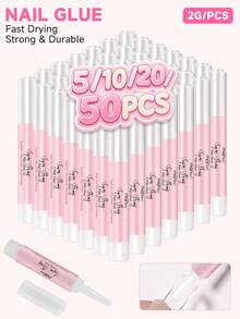 5/10/20/50PCS, 2g Compact With Super Strong Hold, Fast‑Drying & Long‑Lasting Nail Glue, Tip Needs To Be Cut Open Before Use, Precise Dot Dispensing, Y2K‑Style, For Acrylic Nails, False Nail Tips & Nail Rhinestone Decorations - 2g - View 1