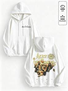 Unisex Y2K "Alice In Chains - Misfit Rock Band" Graphic Cotton Hoodie, Retro Casual Fashionable Daily Soft Warm Hoodies For Streetwear - 白色1 - 查看 4