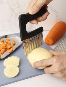 1pc Stainless Steel Wavy Potato Slicer, Vegetable & Fruit Slicer (Suitable For Salad, French Fries, Cucumber, Carrot, Etc.), Fancy Fruit & Vegetable Slicer, Salad Making Kitchen Tool, Creative Vegetable & Fruit Shaper - View 6
