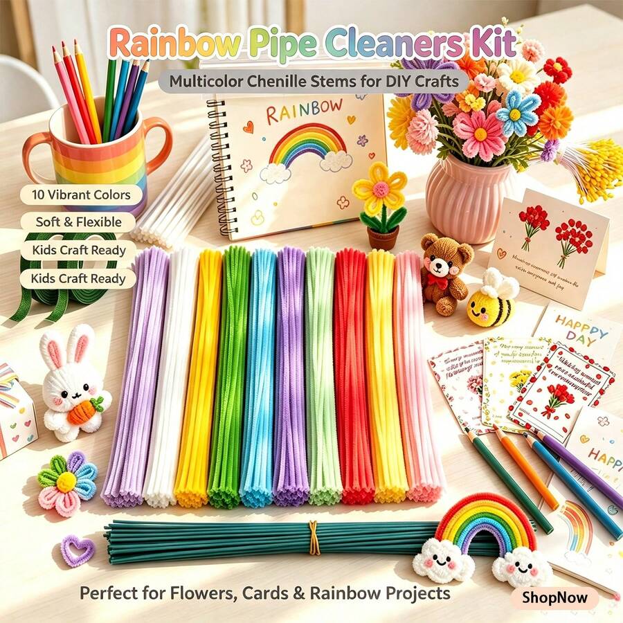 507/679 Piece Set Of Twisted Rod Bouquet DIY Handmade Material Package, Including A Full Set Of Fluffy Plush Materials, Set With 500 Multi-Color Twisted Rods, Accompanied By A Production Tutorial. Twisting Rods Are Flexible And Easy To Shape.