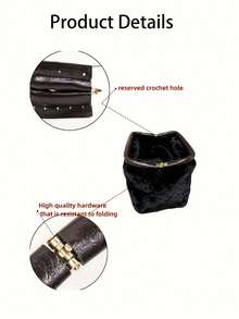1pc Durable Aluminum Alloy And PU Combination Square Gold Trim PU Leather Edge Clip, Added Stitching Hole Design, Suitable For Luggage Hardware Hinge Clip, Cloud Bag Bracket, Woven Bag Mouth Clip, Handbag Clip, DIY Wallet Making, Multi-Function Rotating Clip Buckle, Handmade Wallet Making Accessories, Ideal Bag Accessory For DIY Hand Sewing - Multicolor - View 3