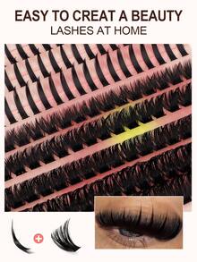 140/150 Pcs D-Curl Fluffy False Eyelash Clusters, Super Thick & Long Lash Clusters, Curled Individual Lashes, Thin & Long Lashes, Cartoon Effect Long Lashes, Suitable For Beginners Home Use. - Multicolor - View 4