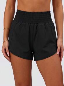 VUTRU 1pc High Waist 2in1 Loose Fit Sports Shorts With Zipper Pockets For Fitness, Boxing, Running And Workout Black Summer - Black - View 4