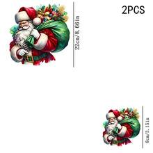 1pc/2pcs/3pcs Santa Claus With Large Gift Box Dreamy Holiday. Polyurethane Heat Transfer Stickers, Suitable For T-Shirts, Sweatshirts, Pillows, Backpacks And Handbags, Ideal Holiday Gift, Holiday Gift|Holiday Design|Durable Print - Multicolor - View 10